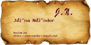 Jóna Nándor névjegykártya