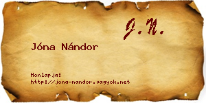 Jóna Nándor névjegykártya